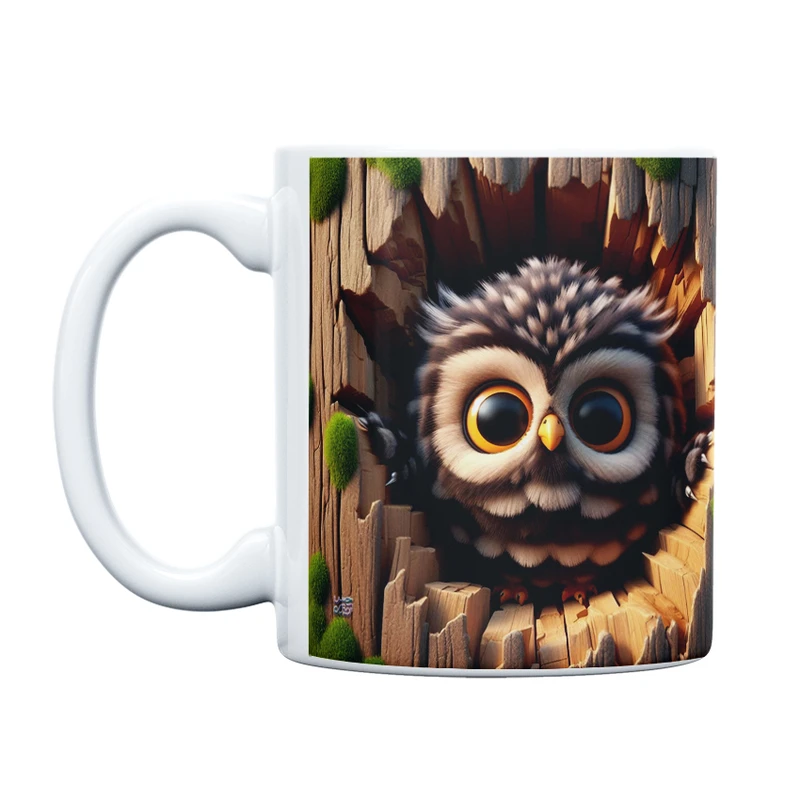 ماگ حس آمیزی طرح سه بعدی دیوار مدل جغد بامزه کد j7