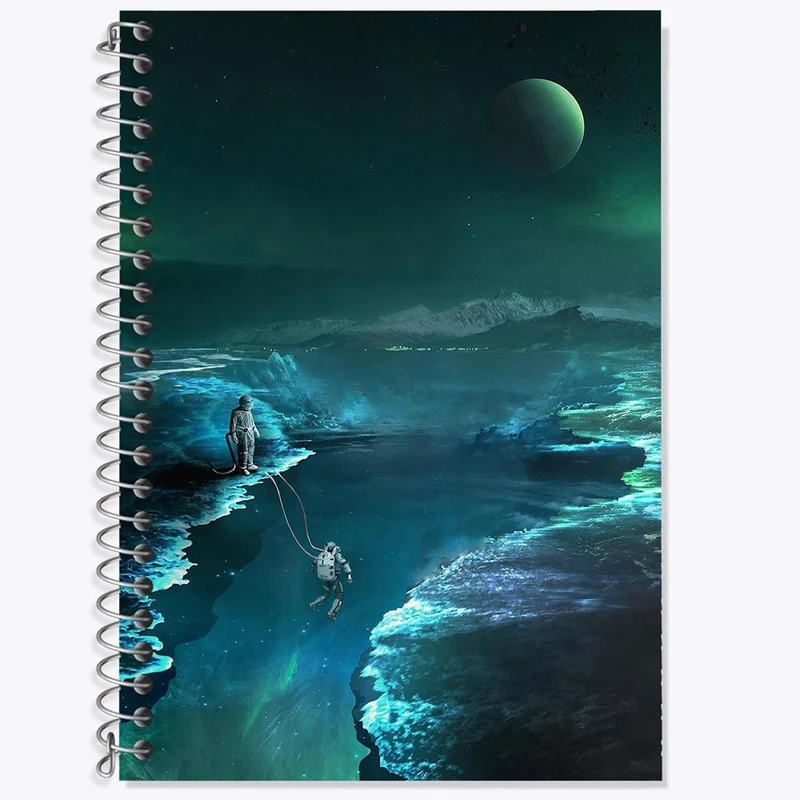 دفتر زبان 50 برگ خندالو مدل دو خط طرح کهکشان و سیاره ها کد 25372