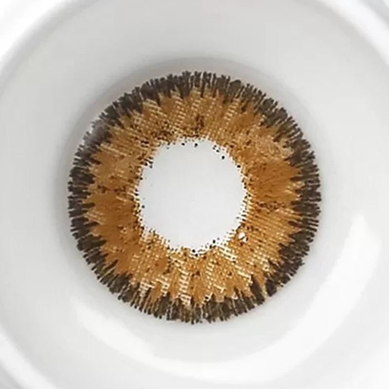 لنز چشم کوینز توینز مدل فصلی رنگ عسلی دور دار