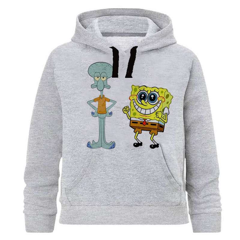 هودی پسرانه طرح باب اسفنجی کد B5 رنگ طوسی