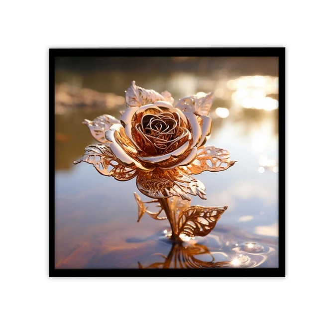 تابلو نوری بکلیت طرح دکوراتیو گل طلایی مدل B-MID-18938