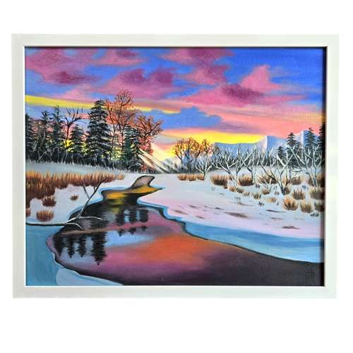 تابلو نقاشی رنگ روغن به سبک رئالیسم طرح زمستان