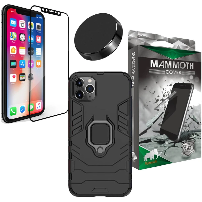 کاور ماموت مدل M-GHB-BNDL مناسب برای گوشی موبایل اپل Iphone 12 Pro Max به همراه محافظ صفحه نمایش و پایه نگهدارنده آهنربایی