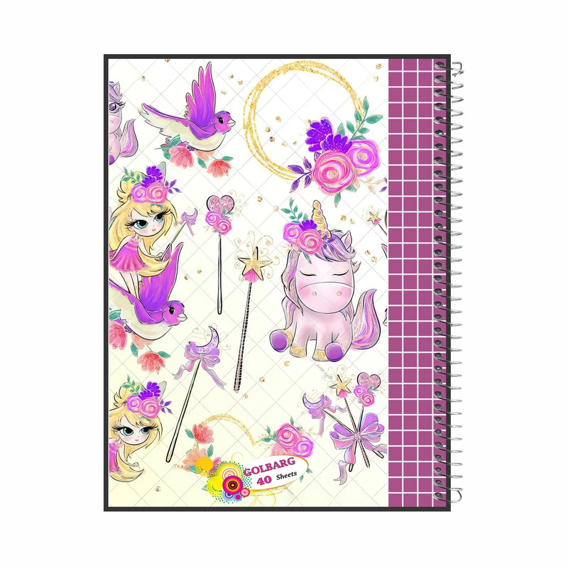 دفتر شطرنجی 40 برگ گلبرگ طرح یونی و فرشته کد 4012