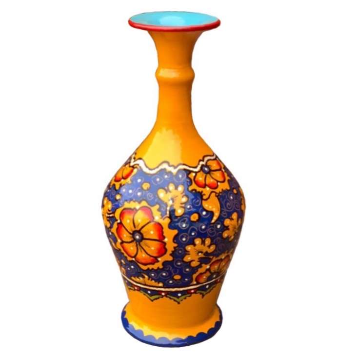 گلدان سفالی طرح گل های شب تاب