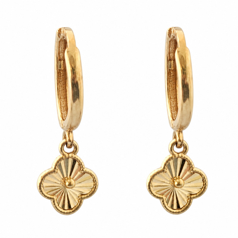 گوشواره حلقه‌ای طلا 18 عیار زنانه گالری رحمانی مدل روکو طرح ونکلیف کد O22