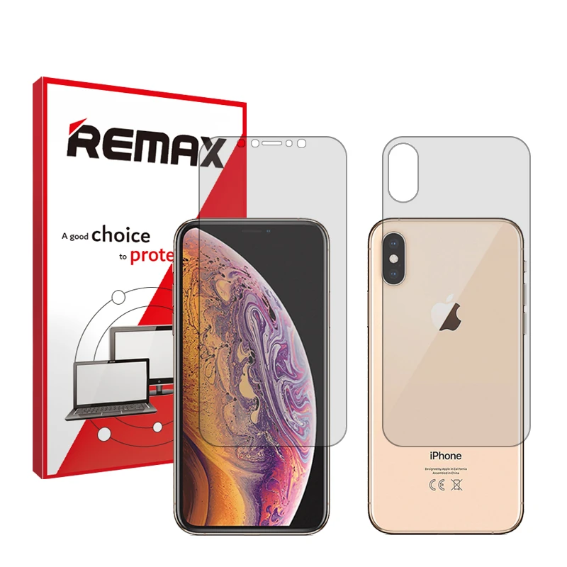 محافظ صفحه نمایش شفاف ریمکس مدل HyGEL مناسب برای گوشی موبایل اپل iPhone XS به همراه محافظ پشت گوشی
