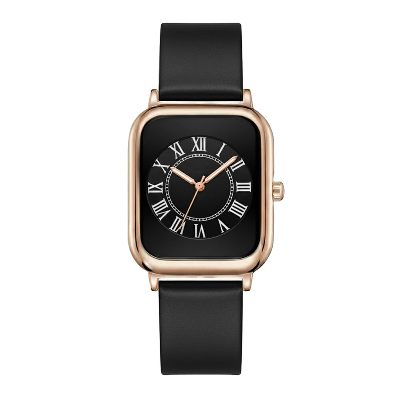 ساعت مچی عقربه‌ای کوارتز زنانه مدل مستطیل بند سیلیکونی رومی اسپرت شبتاب 180