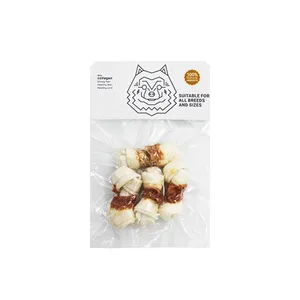 تشویقی سگ مدل استخوان با دورپیچ گوشت مرغ کد 020 وزن 100 گرم