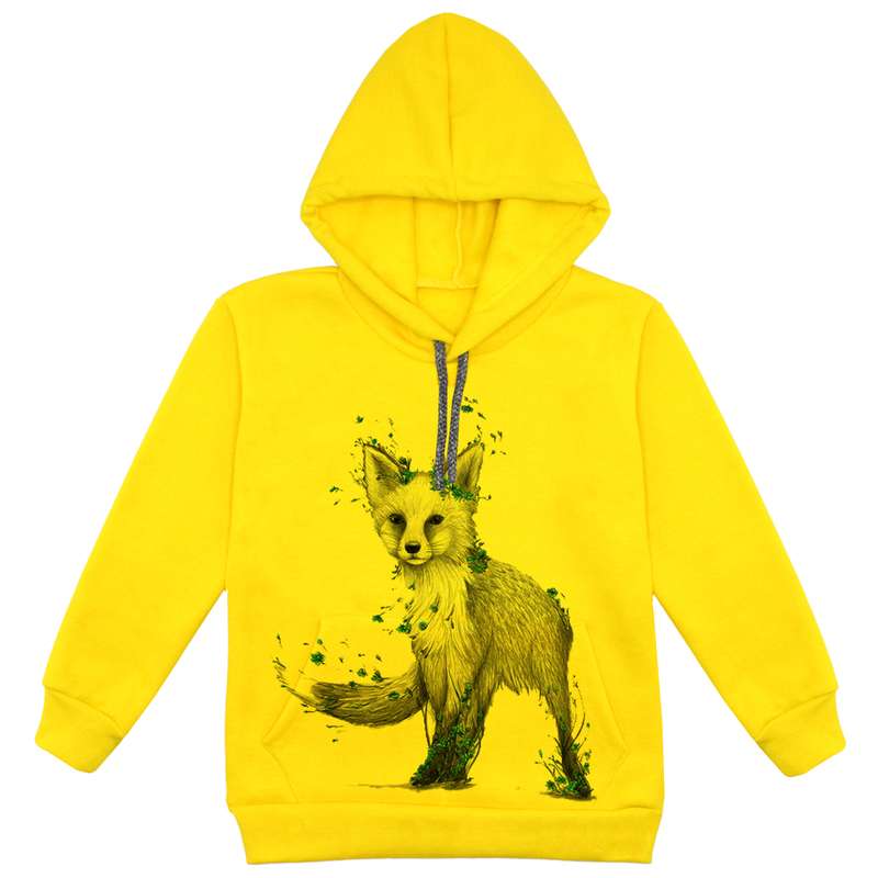 هودی پسرانه مدل گرگ F224 رنگ زرد