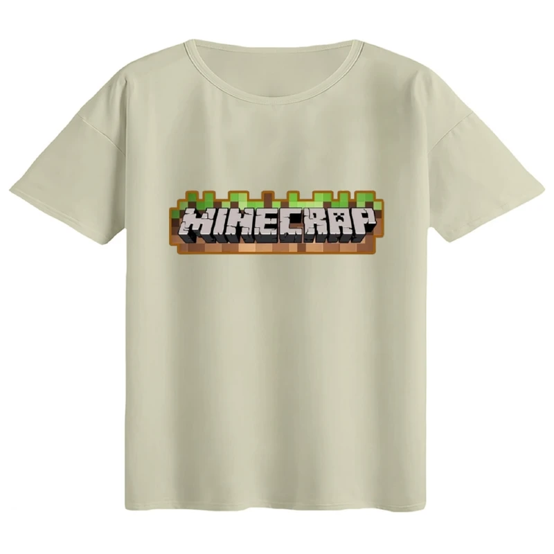 تی‌شرت اورسایز آستین کوتاه زنانه مدل باکسی طرح ماینکرفت کد۱۸
