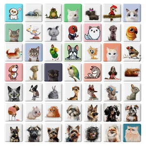 مگنت خندالو طرح پت شاپ Pet Shop مدل مربعی کد 133 مجموعه 49 عددی