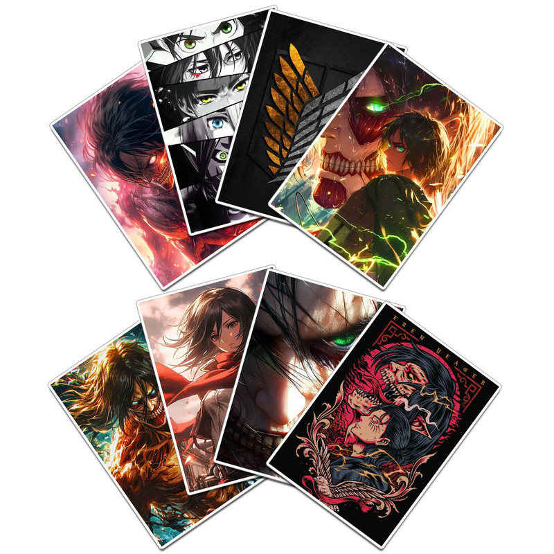 استیکر لپ تاپ و موبایل گوفی مدل انیمه اتک آن تایتان طرح AOT Attack on Titan Anime کد AOT01 مجموعه 8 عددی