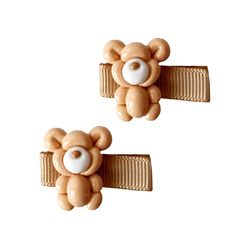 گیره مو دخترانه مدل خرس کد ۰۱ مجموعه ۲ عددی