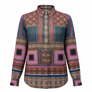 شومیز آستین بلند یقه برگردان زنانه مدل 5002