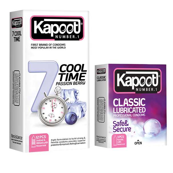 کاندوم کاپوت مدل Cool Time بسته 12 عددی به همراه کاندوم کاپوت مدل Classic Lubricated بسته 3 عددی کاندوم کاپوت مدل Cool Time بسته 12 عددی به همراه کاندوم کاپوت مدل Classic Lubricated بسته 3 عددی