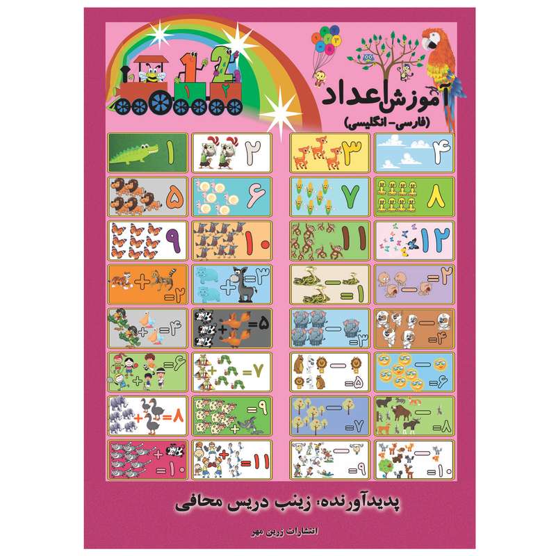 کتاب آموزش اعداد فارسی و انگلیسی بنویس و پاک کن اثر زینب دریس محافی انتشارات زرین مهر