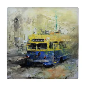 کاشی کارنیلا طرح نقاشی تراموا مدل لوحی کد klh1743