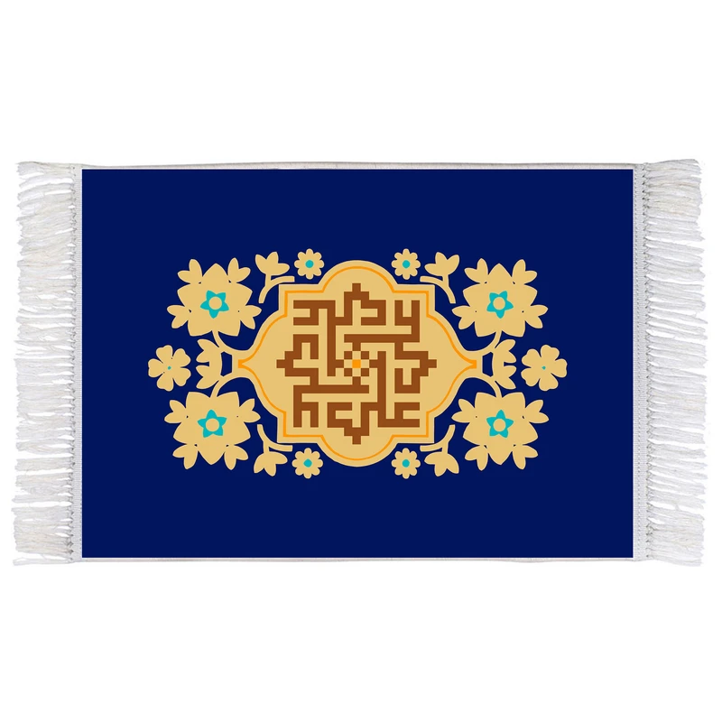 فرش ماشینی دیوارکوب اطلس آبی مدل علی کد T3799