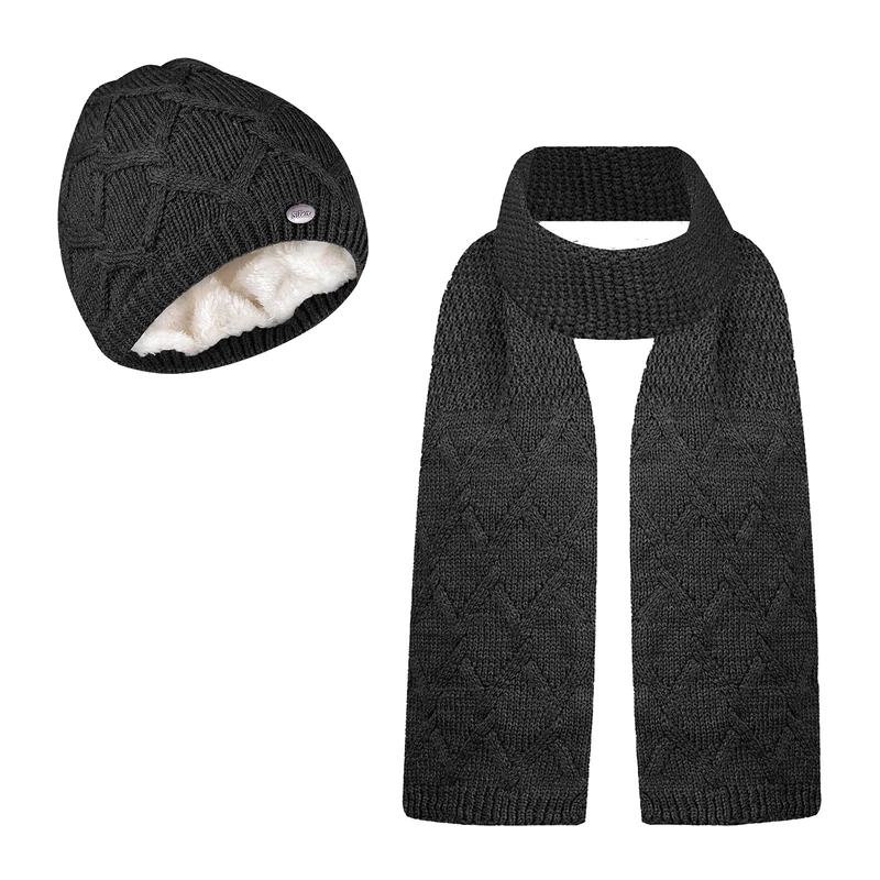 ست کلاه و شال گردن بافتنی زنانه سیلکا مدل Sami2