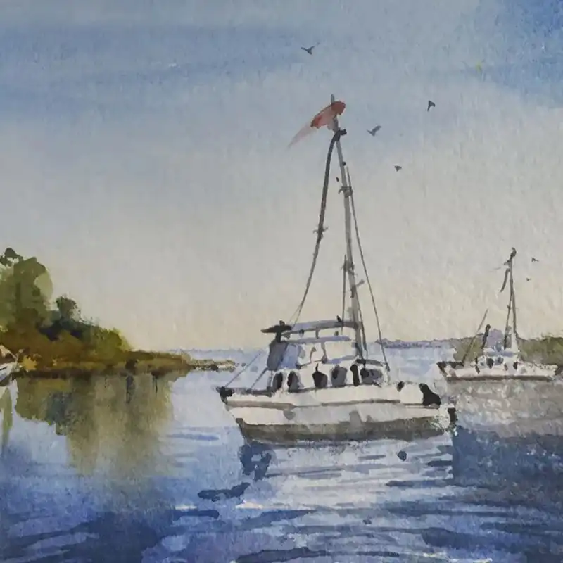 نقاشی آبرنگ طرح لنگرگاه کد 115