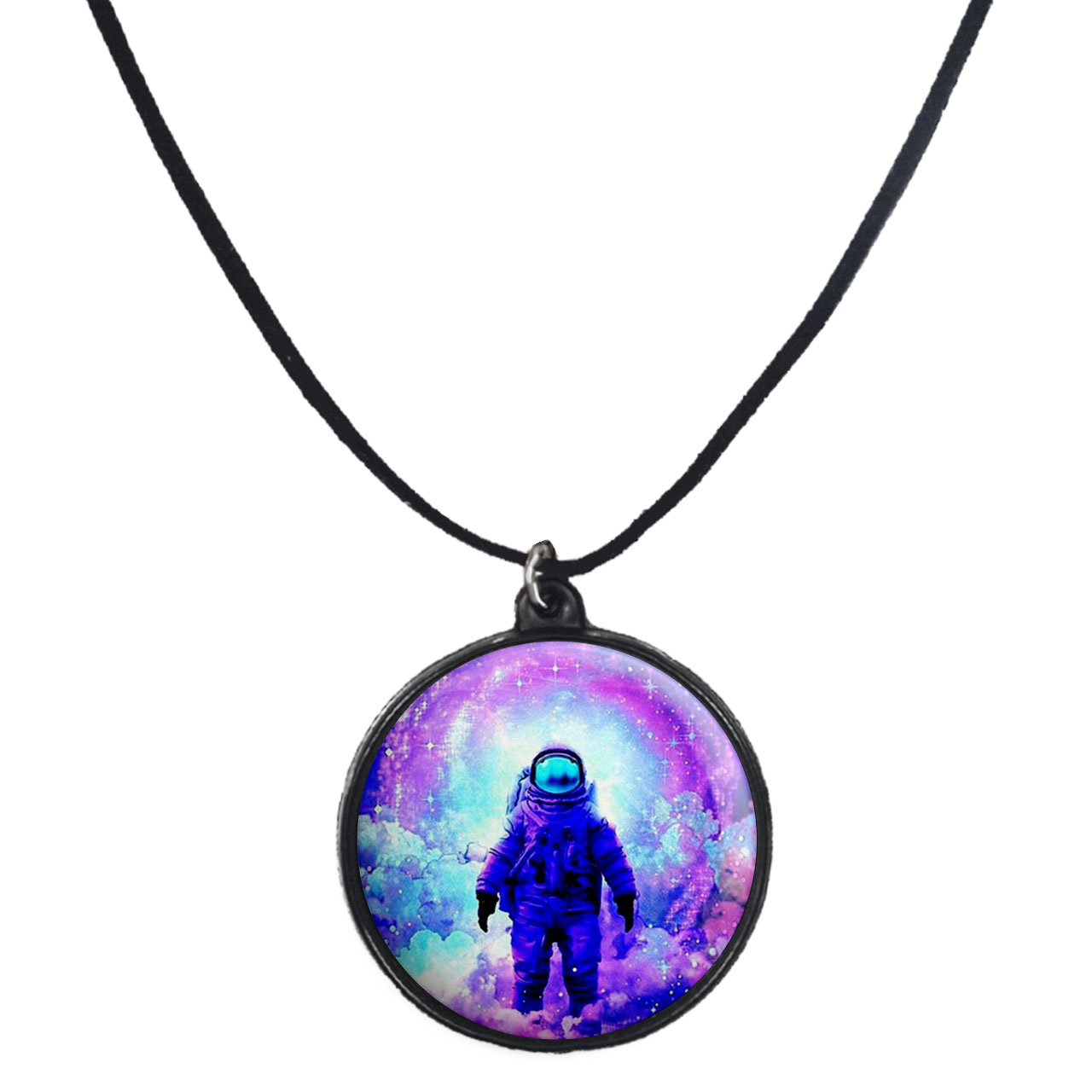 گردنبند پرمانه طرح فضانورد کد pmb.10398 مدل دو طرفه