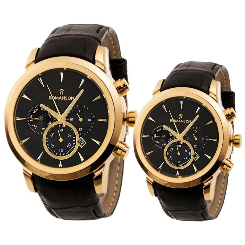 ست ساعت مچی عقربه‌ای کوارتز زنانه و مردانه رومانسون مدل بند فیکس تک موتور ژاپن کد 009