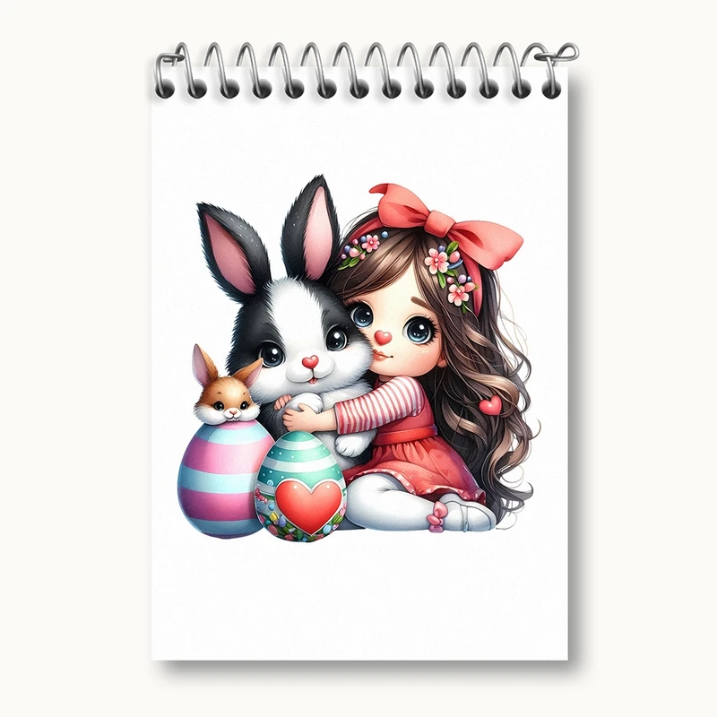 دفتر یادداشت 50 برگ خندالو مدل دختر و خرگوش کیوت کد N1587