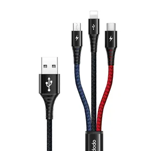 کابل تبدیل USB به microUSB / لایتنینگ / USB-C مک دودو مدل CA-6220 طول 1.2 متر