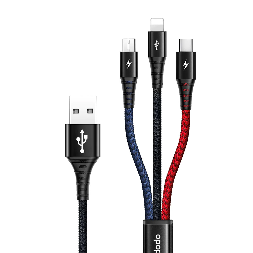 کابل تبدیل USB به microUSB / لایتنینگ / USB-C مک دودو مدل CA-6220 طول 1.2 متر