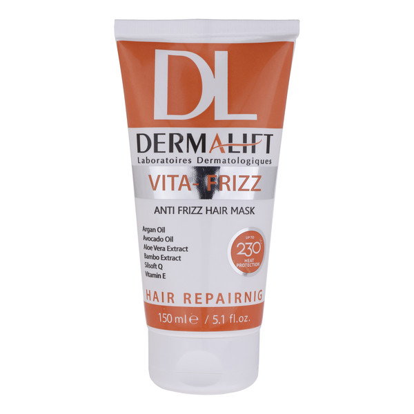 ماسک مو درمالیفت مدل VITA-FRIZZ مناسب برای موهای وزدار حجم 150 میلی لیتر