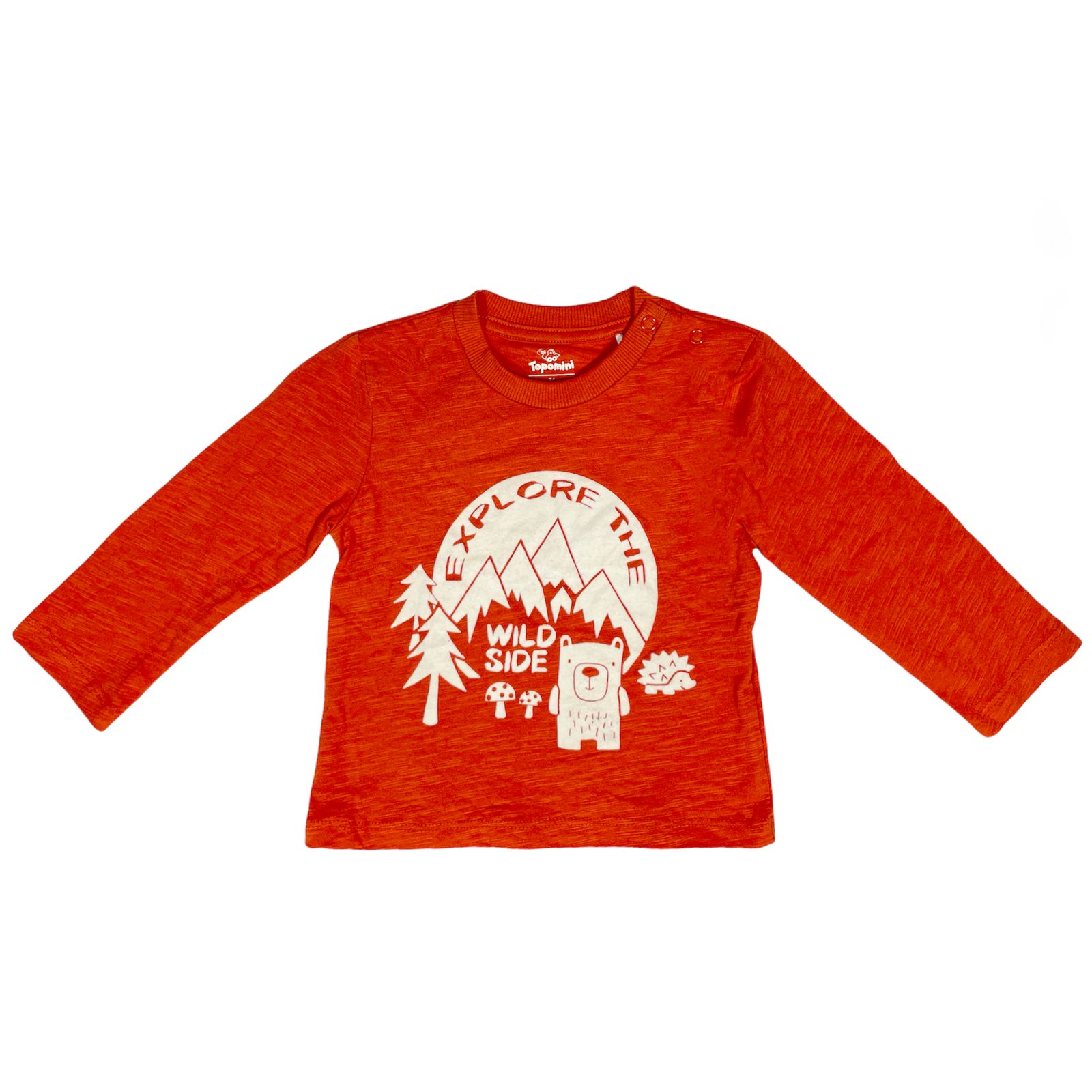 تی شرت آستین بلند نوزادی توپومینی مدل 127223 کوه های یخی رنگ نارنجی
