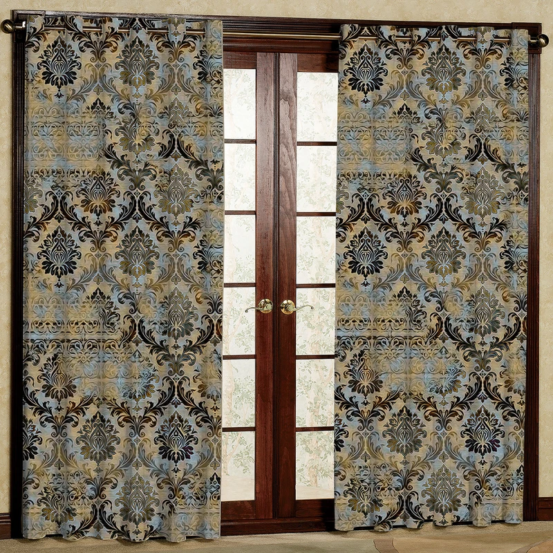  پرده بارمان دکور طرح پتینه مدل هازان پانچی کد 4009 W سایز 140x280 سانتی متر