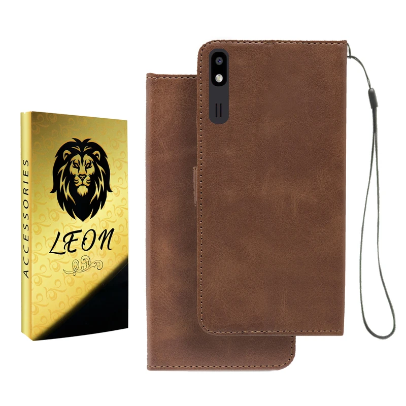 کیف کلاسوری لئون مدل Mortand Oro مناسب برای گوشی موبایل سامسونگ Galaxy A2 Core به همراه بندآویز