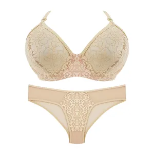 ست شورت و سوتین زنانه مدل دانتل 1005 رنگ کرم