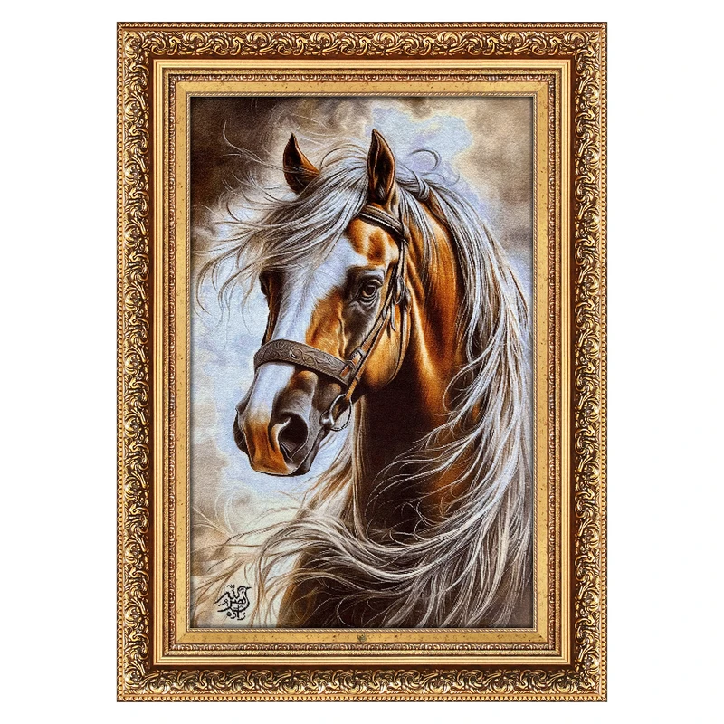تابلو فرش دستباف فرش میرنظامی طرح اسب کد 2073