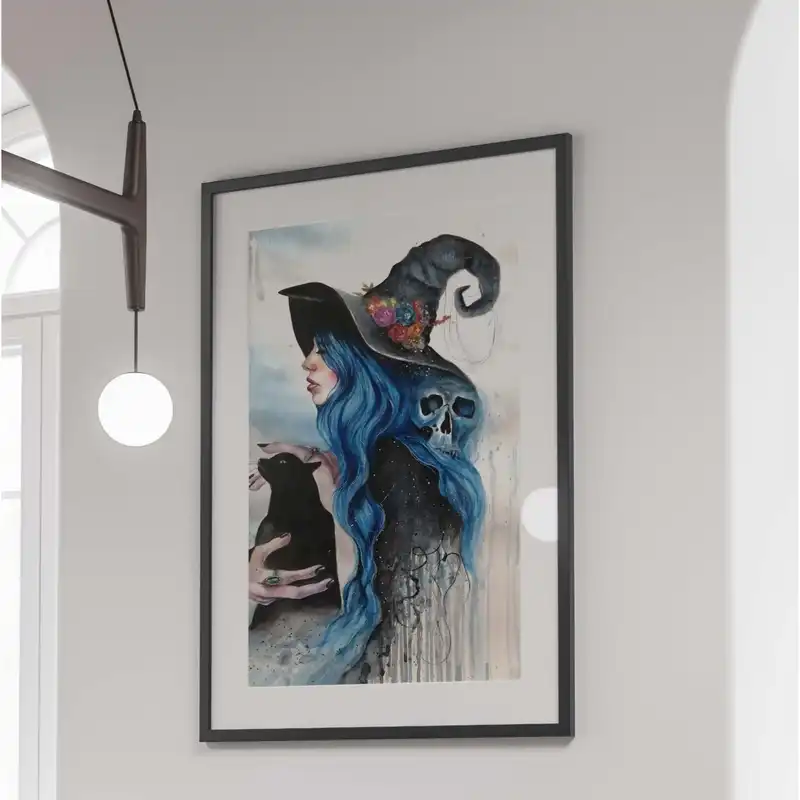 نقاشی آبرنگ طرح دختر جادوگر