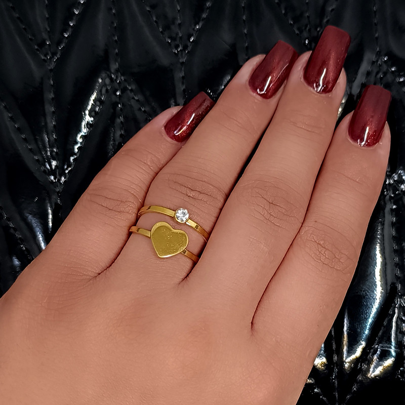 انگشتر زنانه طرح نگین و قلب کد RKH_1671