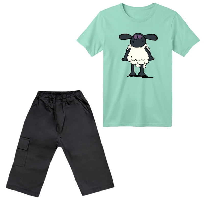 ست تی‌شرت آستین کوتاه و شلوارک دخترانه مدل بره ناقلا