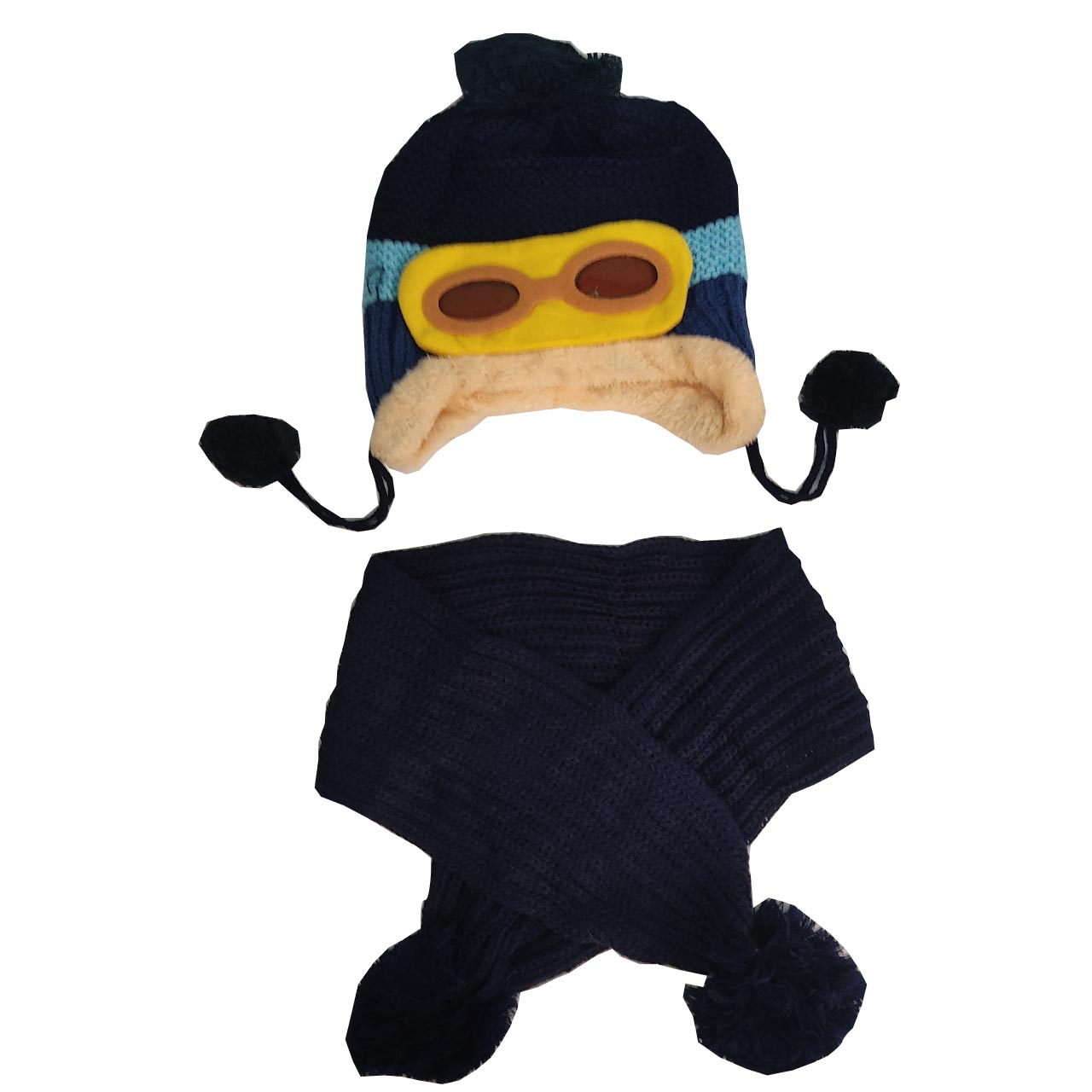 ست کلاه و شال گردن بافتنی بچگانه مدل 1006dgb