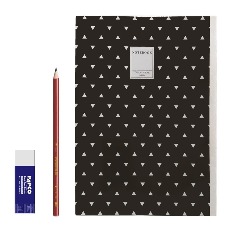 دفتر مشق 60 برگ پاپکو مدل پرونت کد 91463 - A4 به همراه مداد و پاک کن بسته 3 عددی