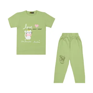 ست تی شرت و شلوار دخترانه خرس کوچولو مدل 2011299-43