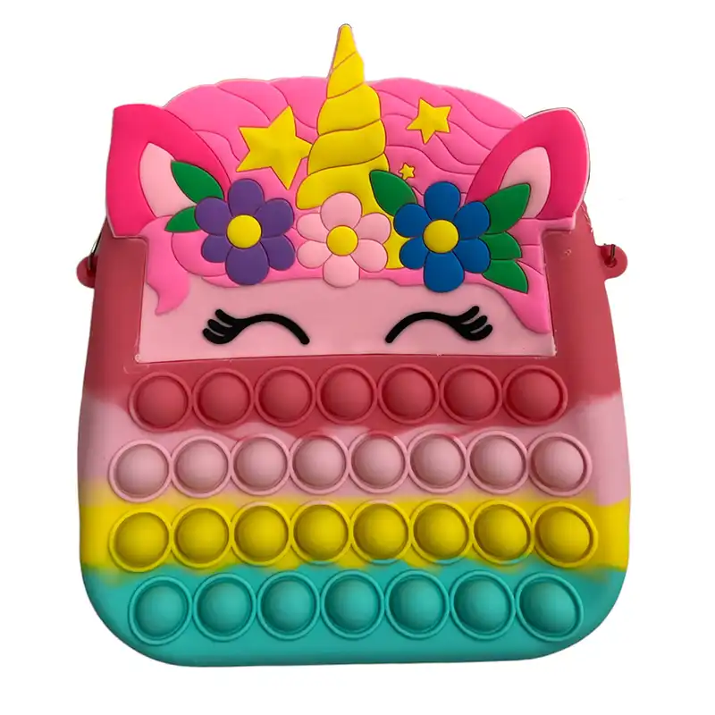 کیف رودوشی بچگانه مدل سیلیکونی فانتزی یونیکورن سه گل کد U F