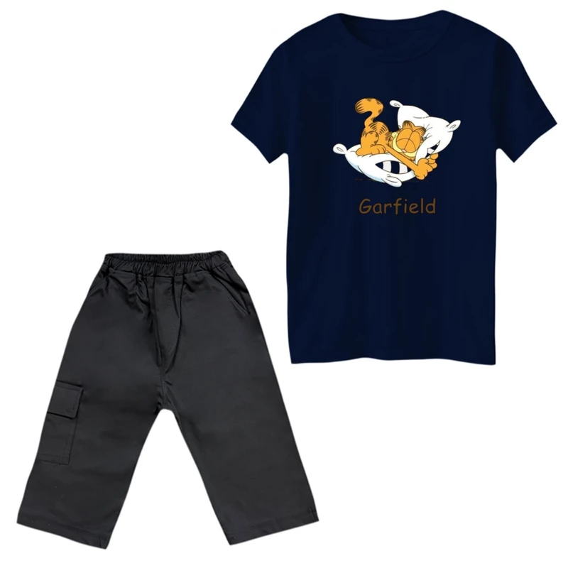 ست تی‌شرت و شلوارک پسرانه مدل گارفیلد و بالشت
