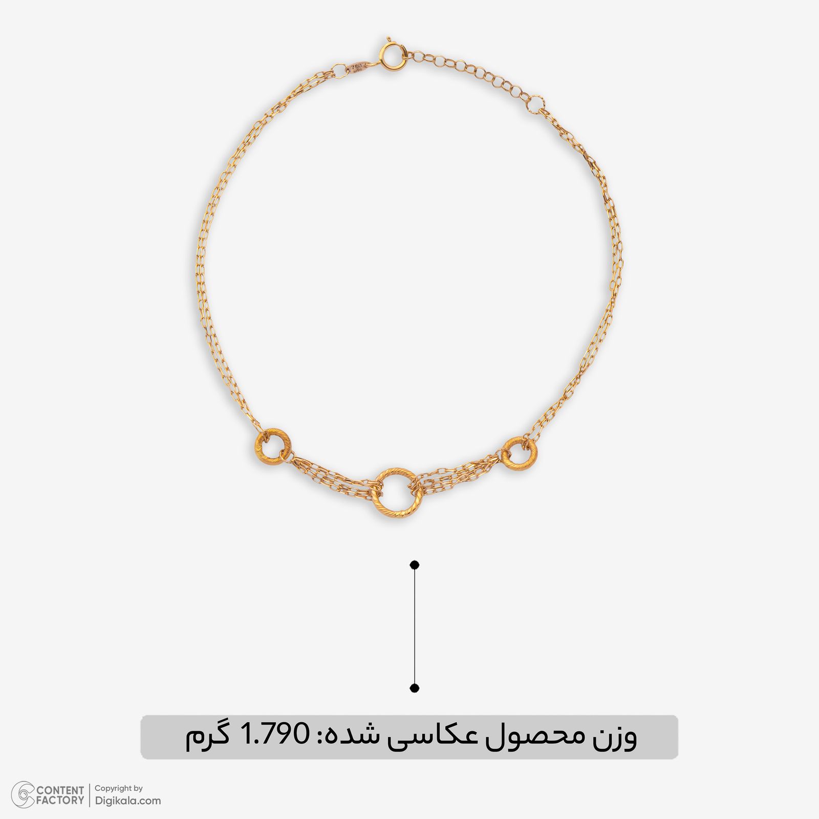 دستبند زنجیری طلا 18 عیار زنانه نگین مدل 105 -  - 3