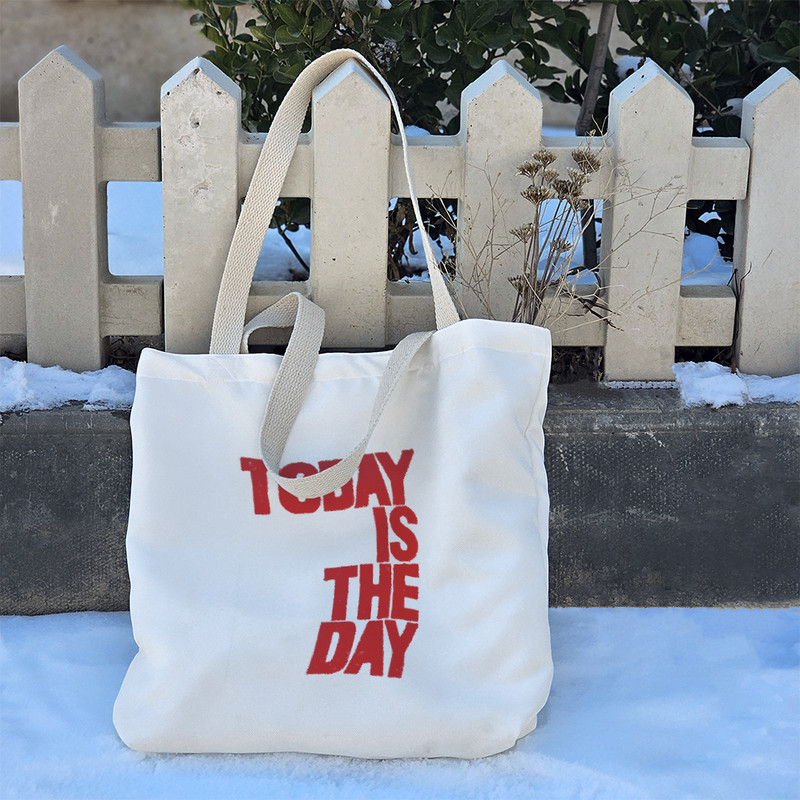 ساک خرید پارچه ای خندالو طرح Today Is The Day مدل توت بگ کد 7366