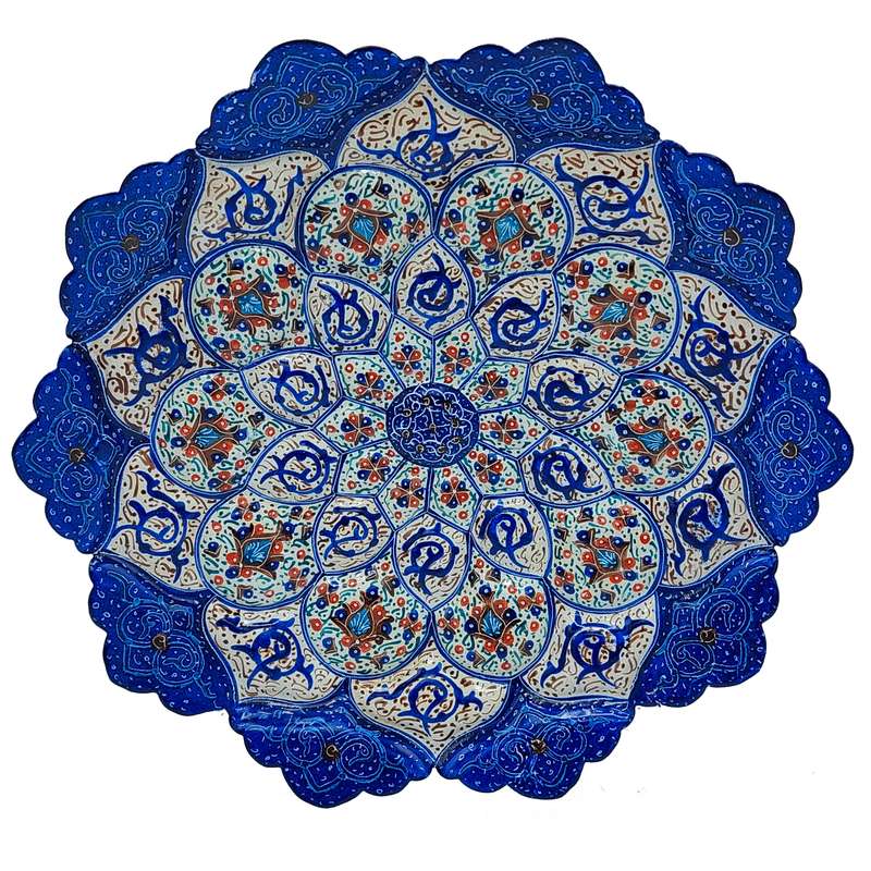 بشقاب میناکاری طرح گل و پرداز کد B20 
