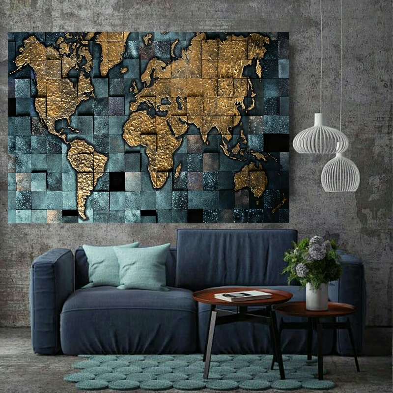 پوستر طرح نقشه جهان مدل PO1286