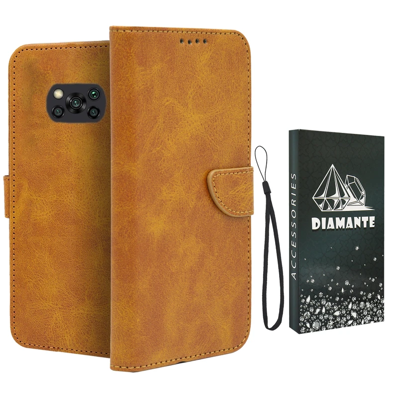 کیف کلاسوری دیامانته مدل Scusa Bk مناسب برای گوشی موبایل شیائومی Poco X3 / X3 NFC به همراه بند آویز