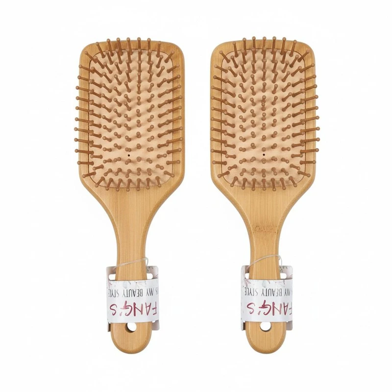 برس مو گره باز کن طرح چوبی مدل BET-780 مجموعه 2 عددی